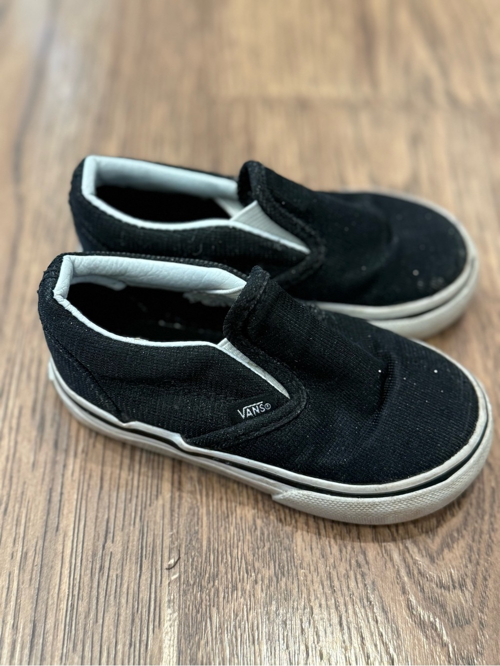 Vans Black and White Slip-On Sneakers Toddler Sz 5